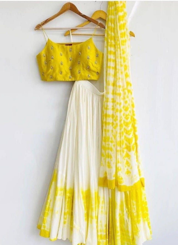 Simple Haldi Function Chinon Digital Printed Lehenga Choli